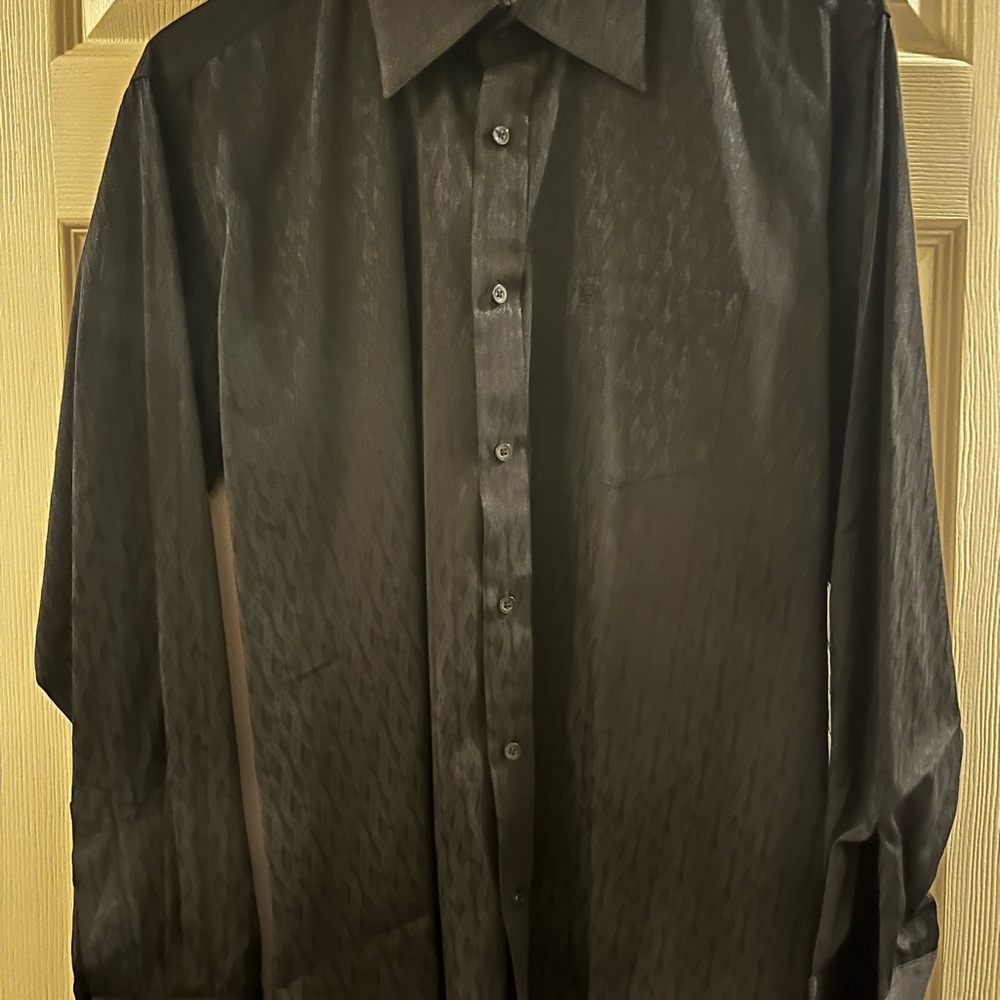 Stacy Adams Black Textured Dress Shirt - Picture 2 of 4